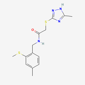 molecular formula C14H18N4OS2 B6716035 N-[(4-methyl-2-methylsulfanylphenyl)methyl]-2-[(5-methyl-1H-1,2,4-triazol-3-yl)sulfanyl]acetamide 