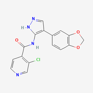 molecular formula C16H11ClN4O3 B6716046 N-[4-(1,3-benzodioxol-5-yl)-1H-pyrazol-5-yl]-3-chloropyridine-4-carboxamide 