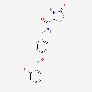 molecular formula C19H19FN2O3 B6716336 N-[[4-[(2-fluorophenyl)methoxy]phenyl]methyl]-5-oxopyrrolidine-2-carboxamide 