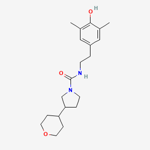 molecular formula C20H30N2O3 B6716343 N-[2-(4-hydroxy-3,5-dimethylphenyl)ethyl]-3-(oxan-4-yl)pyrrolidine-1-carboxamide 