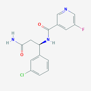 molecular formula C15H13ClFN3O2 B6716368 N-[(1R)-3-amino-1-(3-chlorophenyl)-3-oxopropyl]-5-fluoropyridine-3-carboxamide 
