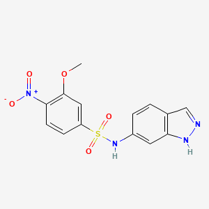 molecular formula C14H12N4O5S B6716406 N-(1H-indazol-6-yl)-3-methoxy-4-nitrobenzenesulfonamide 
