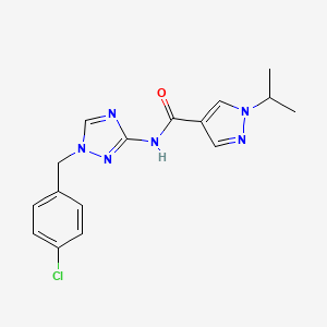 molecular formula C16H17ClN6O B6716409 N-[1-[(4-chlorophenyl)methyl]-1,2,4-triazol-3-yl]-1-propan-2-ylpyrazole-4-carboxamide 