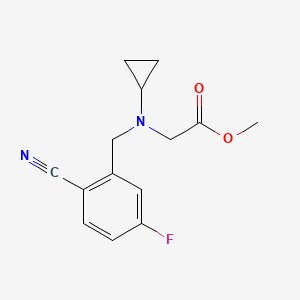 molecular formula C14H15FN2O2 B6716412 Methyl 2-[(2-cyano-5-fluorophenyl)methyl-cyclopropylamino]acetate 