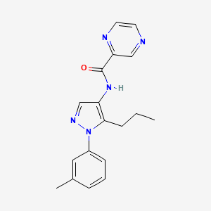 molecular formula C18H19N5O B6716479 N-[1-(3-methylphenyl)-5-propylpyrazol-4-yl]pyrazine-2-carboxamide 