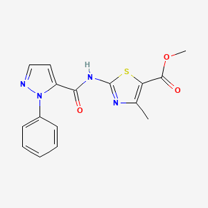molecular formula C16H14N4O3S B6716545 Methyl 4-methyl-2-[(2-phenylpyrazole-3-carbonyl)amino]-1,3-thiazole-5-carboxylate 