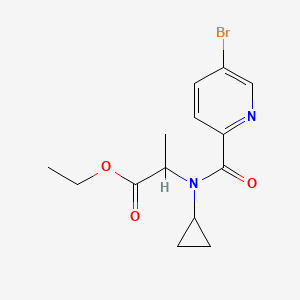 molecular formula C14H17BrN2O3 B6716557 Ethyl 2-[(5-bromopyridine-2-carbonyl)-cyclopropylamino]propanoate 