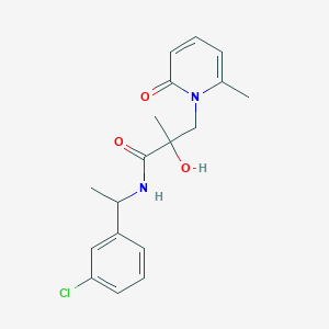 molecular formula C18H21ClN2O3 B6716633 N-[1-(3-chlorophenyl)ethyl]-2-hydroxy-2-methyl-3-(2-methyl-6-oxopyridin-1-yl)propanamide 