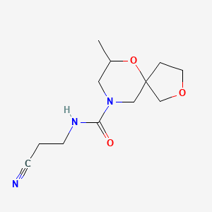 molecular formula C12H19N3O3 B6716910 N-(2-cyanoethyl)-7-methyl-2,6-dioxa-9-azaspiro[4.5]decane-9-carboxamide 