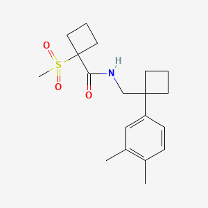 molecular formula C19H27NO3S B6717055 N-[[1-(3,4-dimethylphenyl)cyclobutyl]methyl]-1-methylsulfonylcyclobutane-1-carboxamide 