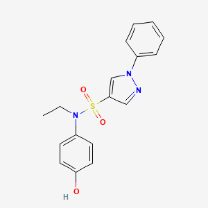 molecular formula C17H17N3O3S B6717090 N-ethyl-N-(4-hydroxyphenyl)-1-phenylpyrazole-4-sulfonamide 