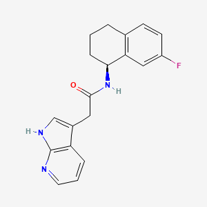 molecular formula C19H18FN3O B6717094 N-[(1S)-7-fluoro-1,2,3,4-tetrahydronaphthalen-1-yl]-2-(1H-pyrrolo[2,3-b]pyridin-3-yl)acetamide 