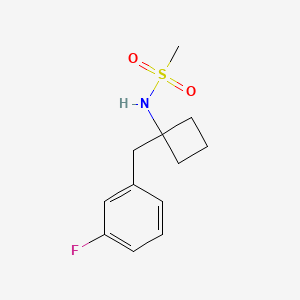 molecular formula C12H16FNO2S B6717205 N-[1-[(3-fluorophenyl)methyl]cyclobutyl]methanesulfonamide 