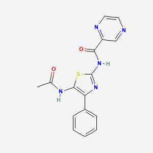 molecular formula C16H13N5O2S B6717263 N-(5-acetamido-4-phenyl-1,3-thiazol-2-yl)pyrazine-2-carboxamide 