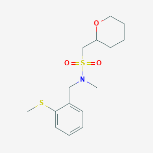 molecular formula C15H23NO3S2 B6717365 N-methyl-N-[(2-methylsulfanylphenyl)methyl]-1-(oxan-2-yl)methanesulfonamide 