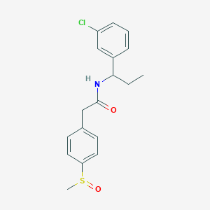 molecular formula C18H20ClNO2S B6717400 N-[1-(3-chlorophenyl)propyl]-2-(4-methylsulfinylphenyl)acetamide 