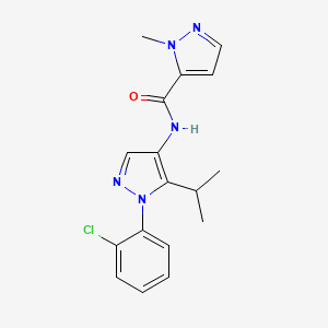 molecular formula C17H18ClN5O B6717503 N-[1-(2-chlorophenyl)-5-propan-2-ylpyrazol-4-yl]-2-methylpyrazole-3-carboxamide 
