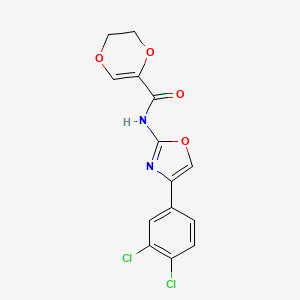 molecular formula C14H10Cl2N2O4 B6717521 N-[4-(3,4-dichlorophenyl)-1,3-oxazol-2-yl]-2,3-dihydro-1,4-dioxine-5-carboxamide 