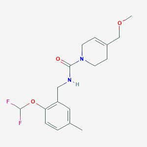 molecular formula C17H22F2N2O3 B6717539 N-[[2-(difluoromethoxy)-5-methylphenyl]methyl]-4-(methoxymethyl)-3,6-dihydro-2H-pyridine-1-carboxamide 