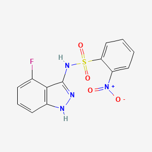 molecular formula C13H9FN4O4S B6717585 N-(4-fluoro-1H-indazol-3-yl)-2-nitrobenzenesulfonamide 