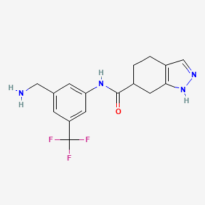 molecular formula C16H17F3N4O B6717647 N-[3-(aminomethyl)-5-(trifluoromethyl)phenyl]-4,5,6,7-tetrahydro-1H-indazole-6-carboxamide 
