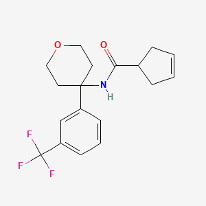 molecular formula C18H20F3NO2 B6717744 N-[4-[3-(trifluoromethyl)phenyl]oxan-4-yl]cyclopent-3-ene-1-carboxamide 