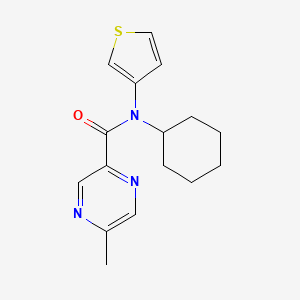 molecular formula C16H19N3OS B6717761 N-cyclohexyl-5-methyl-N-thiophen-3-ylpyrazine-2-carboxamide 