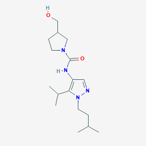 molecular formula C17H30N4O2 B6717794 3-(hydroxymethyl)-N-[1-(3-methylbutyl)-5-propan-2-ylpyrazol-4-yl]pyrrolidine-1-carboxamide 