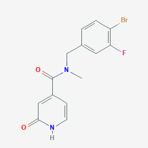 molecular formula C14H12BrFN2O2 B6718087 N-[(4-bromo-3-fluorophenyl)methyl]-N-methyl-2-oxo-1H-pyridine-4-carboxamide 