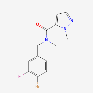 molecular formula C13H13BrFN3O B6718094 N-[(4-bromo-3-fluorophenyl)methyl]-N,2-dimethylpyrazole-3-carboxamide 
