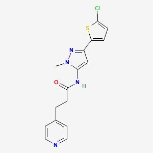 molecular formula C16H15ClN4OS B6718158 N-[5-(5-chlorothiophen-2-yl)-2-methylpyrazol-3-yl]-3-pyridin-4-ylpropanamide 