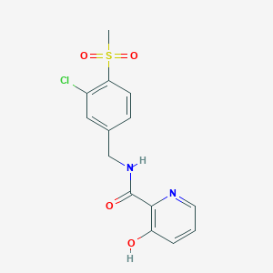 molecular formula C14H13ClN2O4S B6718285 N-[(3-chloro-4-methylsulfonylphenyl)methyl]-3-hydroxypyridine-2-carboxamide 