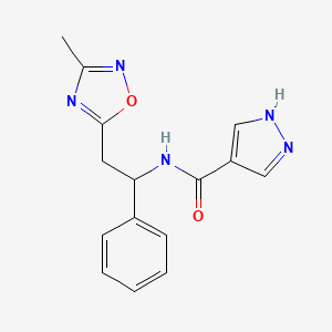 molecular formula C15H15N5O2 B6718312 N-[2-(3-methyl-1,2,4-oxadiazol-5-yl)-1-phenylethyl]-1H-pyrazole-4-carboxamide 