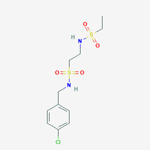 molecular formula C11H17ClN2O4S2 B6718561 N-[(4-chlorophenyl)methyl]-2-(ethylsulfonylamino)ethanesulfonamide 