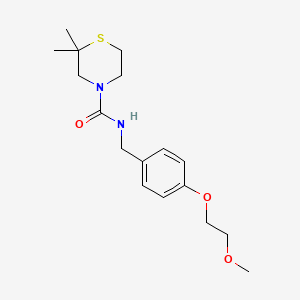 molecular formula C17H26N2O3S B6718642 N-[[4-(2-methoxyethoxy)phenyl]methyl]-2,2-dimethylthiomorpholine-4-carboxamide 