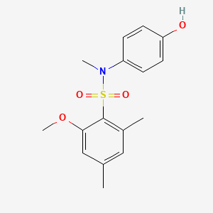 molecular formula C16H19NO4S B6718711 N-(4-hydroxyphenyl)-2-methoxy-N,4,6-trimethylbenzenesulfonamide 