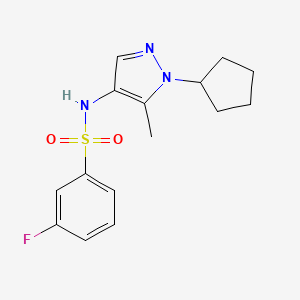 molecular formula C15H18FN3O2S B6718727 N-(1-cyclopentyl-5-methylpyrazol-4-yl)-3-fluorobenzenesulfonamide 