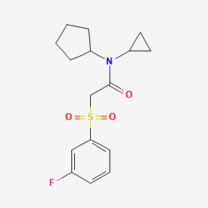 molecular formula C16H20FNO3S B6718870 N-cyclopentyl-N-cyclopropyl-2-(3-fluorophenyl)sulfonylacetamide 