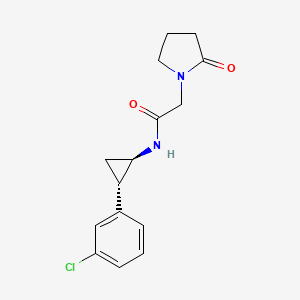 molecular formula C15H17ClN2O2 B6718921 N-[(1R,2S)-2-(3-chlorophenyl)cyclopropyl]-2-(2-oxopyrrolidin-1-yl)acetamide 