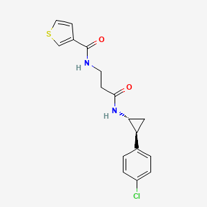 molecular formula C17H17ClN2O2S B6718932 N-[3-[[(1R,2S)-2-(4-chlorophenyl)cyclopropyl]amino]-3-oxopropyl]thiophene-3-carboxamide 