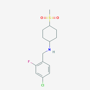 molecular formula C14H19ClFNO2S B6719000 N-[(4-chloro-2-fluorophenyl)methyl]-4-methylsulfonylcyclohexan-1-amine 