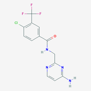 molecular formula C13H10ClF3N4O B6719022 N-[(4-aminopyrimidin-2-yl)methyl]-4-chloro-3-(trifluoromethyl)benzamide 