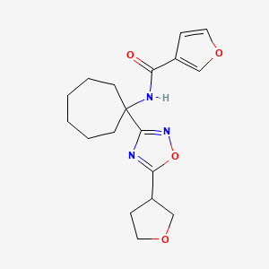 molecular formula C18H23N3O4 B6719114 N-[1-[5-(oxolan-3-yl)-1,2,4-oxadiazol-3-yl]cycloheptyl]furan-3-carboxamide 