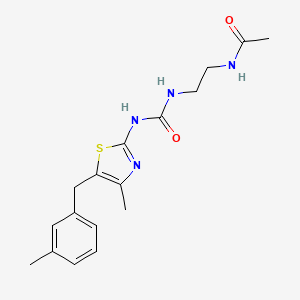 molecular formula C17H22N4O2S B6719260 N-[2-[[4-methyl-5-[(3-methylphenyl)methyl]-1,3-thiazol-2-yl]carbamoylamino]ethyl]acetamide 