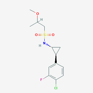 molecular formula C13H17ClFNO3S B6719306 N-[(1R,2S)-2-(4-chloro-3-fluorophenyl)cyclopropyl]-2-methoxypropane-1-sulfonamide 