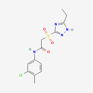 molecular formula C13H15ClN4O3S B6719376 N-(3-chloro-4-methylphenyl)-2-[(5-ethyl-1H-1,2,4-triazol-3-yl)sulfonyl]acetamide 