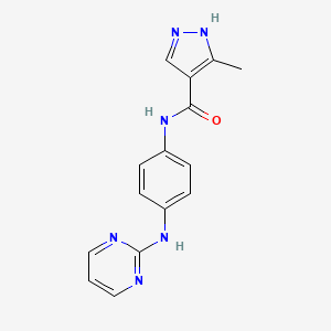 molecular formula C15H14N6O B6719401 5-methyl-N-[4-(pyrimidin-2-ylamino)phenyl]-1H-pyrazole-4-carboxamide 