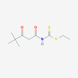 molecular formula C10H17NO2S2 B067195 Carbamodithioic acid, (4,4-dimethyl-1,3-dioxopentyl)-, ethyl ester CAS No. 178408-13-4