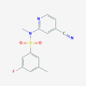 molecular formula C14H12FN3O2S B6719561 N-(4-cyanopyridin-2-yl)-3-fluoro-N,5-dimethylbenzenesulfonamide 
