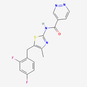 molecular formula C16H12F2N4OS B6719602 N-[5-[(2,4-difluorophenyl)methyl]-4-methyl-1,3-thiazol-2-yl]pyridazine-4-carboxamide 